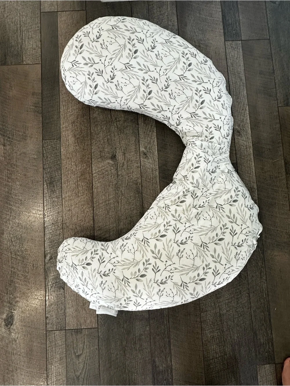 Boppy Total Body Pillow with Removable Pillow Cover - Gray Wispy Leaves.